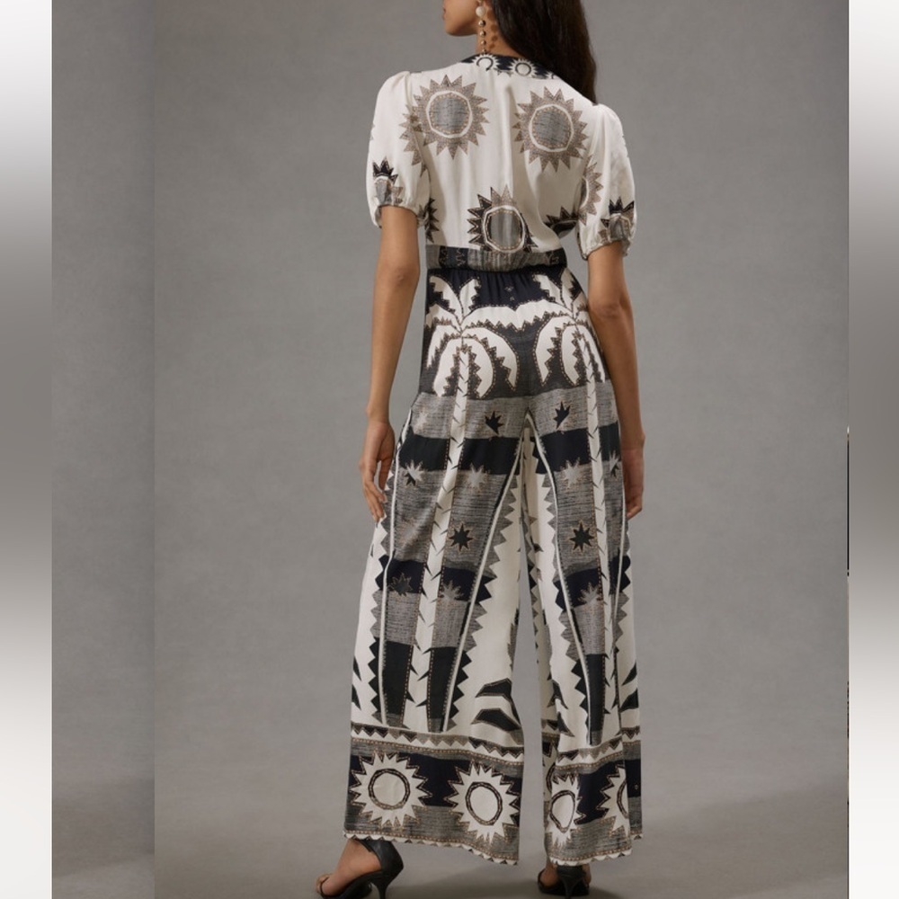Anthropologie Farm Rio Puff Sleeve Jumpsuit Size Medium NWT - Picture 2 of 15